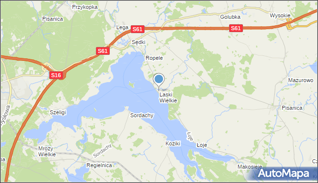 mapa Laski Wielkie, Laski Wielkie gmina Kalinowo na mapie Targeo